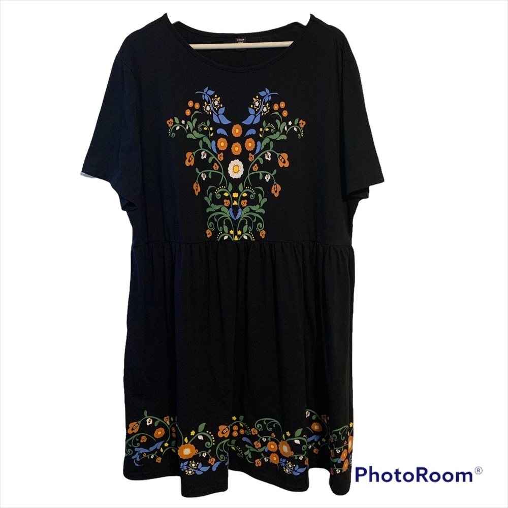 Shein curve 4XL cotton blend high waisted printed babydoll flowy dress floral